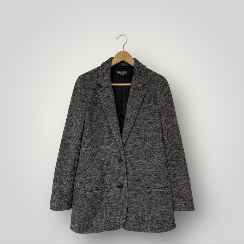 VINCE 100% Wool Herringbone Blazer Gray Sz 8